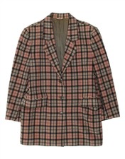 Stefanel Womens 3 Button Blazer Jacket Uk 16 Large Grey Check Wool Fb09