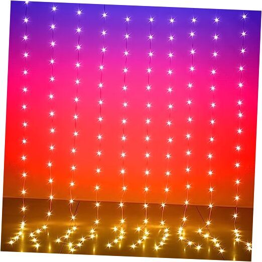 LED Curtain Lights, 6.5ft x 6.5ft 200 LED RGB Color 200-LED 6.5ft x 6.5ft
