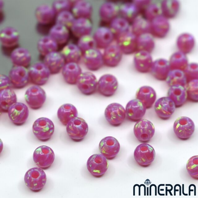 Magenta Rosa Sintetico Laboratrio Opale Rotondo 2mm 3mm Perline Intera Foratura
