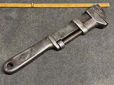 Antique Whitman Barnes WB 12  Steel Adjustable Railroad Wrench Santa Fe Route