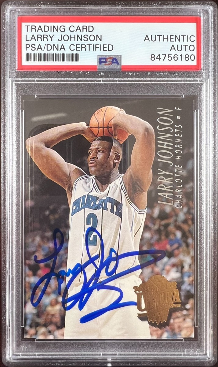 Larry Johnson auto 1994 Fleer Ultra #22 card Charlotte Hornets PSA