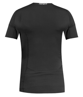 Adidas Men Tech-Fit Compression T-Shirt Run Black GYM Tee Jersey