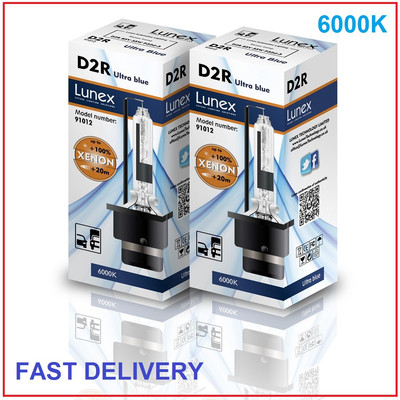 2 x D2R Genuine LUNEX XENON 6000K HID BULB compatible with 85126 66050 66250
