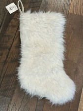 White Fluffy Fur 20" Christmas Stocking - NWT