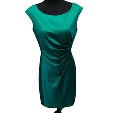 Lauren Ralph Lauren Emerald Sleeveless Dress Size 10 Ruched Slimming Midi Dress