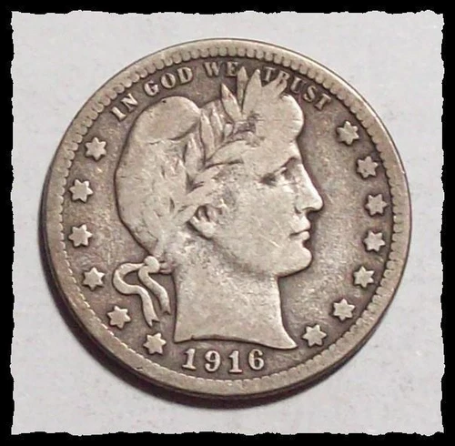 1916-D  BARBER QUARTER  Nice Original UNCLEANED  FINE    #34D34