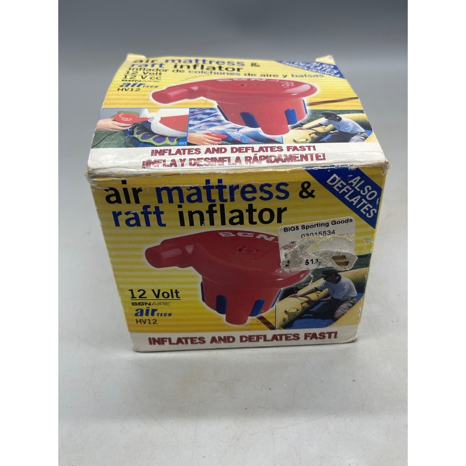 vintage bonaire air tech HV12 air mattress & raft inflator 12 volt 2001