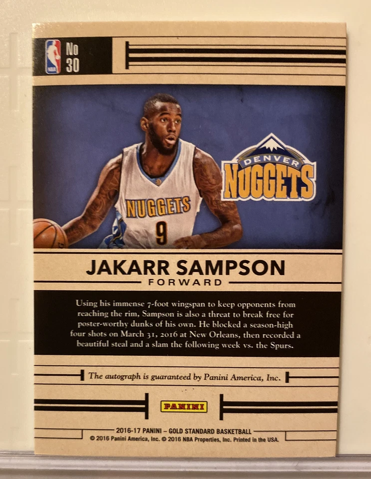2016-17 Panini Gold Standard Gold Scripts #30 JaKarr Sampson #01/99 AUTO - Image 2 of 2