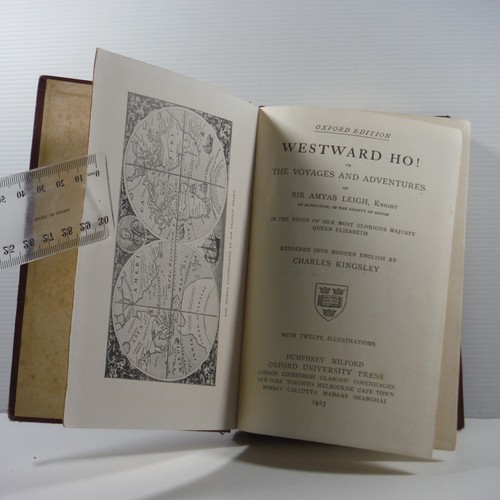 Westward Ho by Charles Kingsley 1923 Antique vintage leather binding Classic bk - Bild 7 von 20
