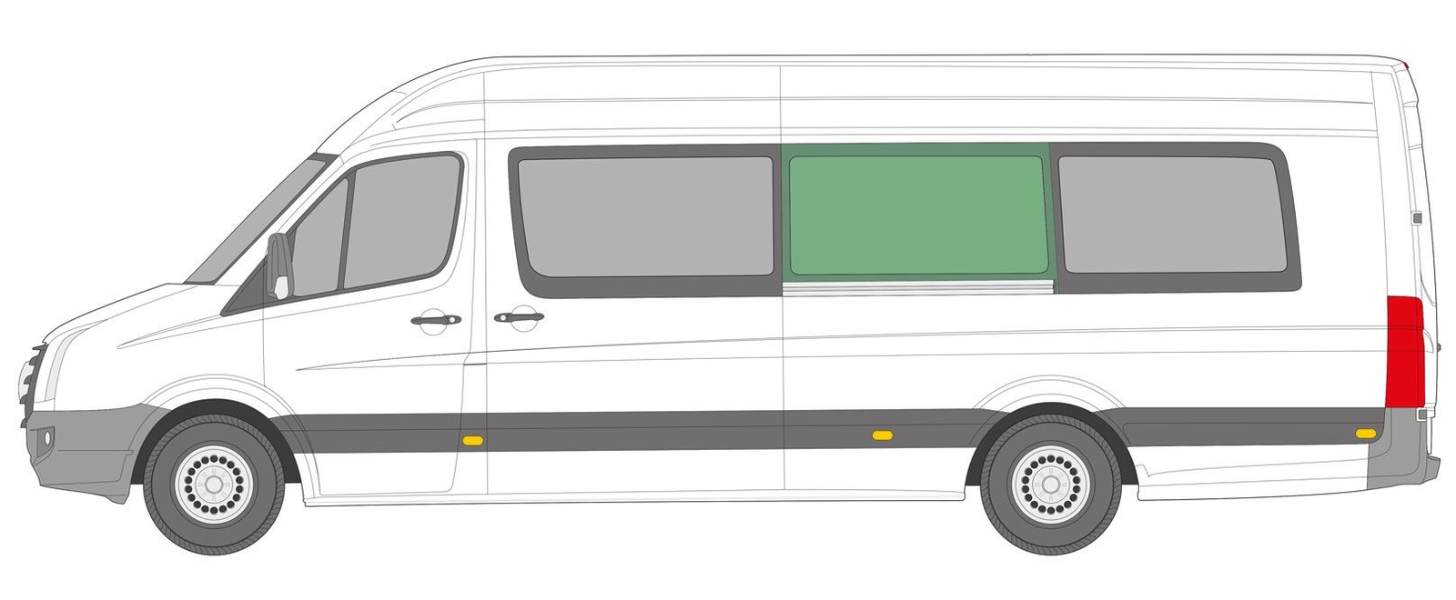 Nearside Left Middle Side Fixed Window VW Crafter 2006-2017 LWB Tinted