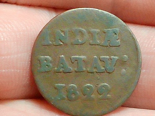 1822 Colonial Copper Duit - 5 1/16 Gulden Netherlands East Indies, Batav - Picture 3 of 6