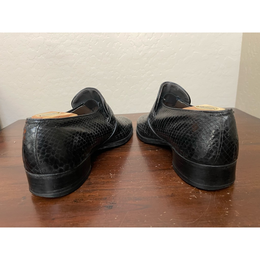 Mens Loafer Dress Shoes Black Snake Embossed Slip On Split Toe 8.5 B/D Amazon.com | Santimon Men main image 4