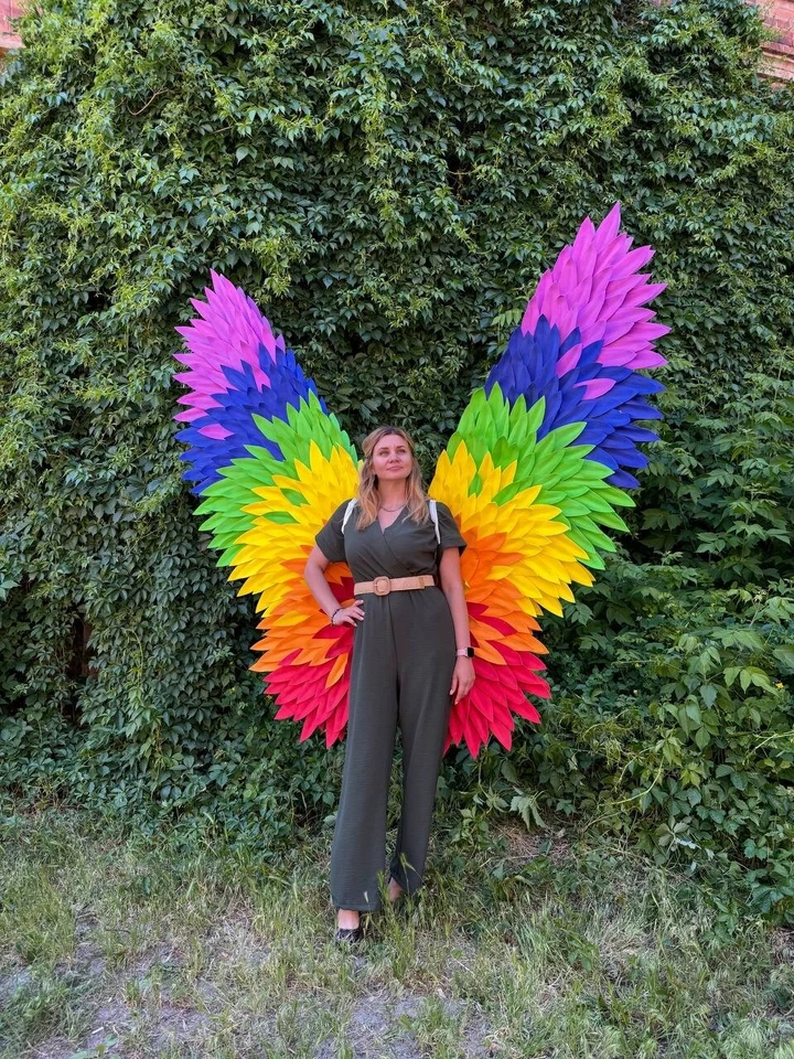 Радужные крылья ангела разноцветные крылья взрослых косплей реквизит ГБТ фея аксессуар - Изображение 2 из 4