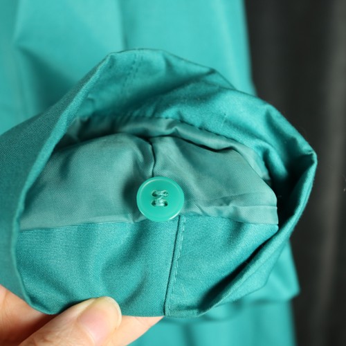 Vintage 80s 90s Misty Harbor Trench Coat Lined Covered Placket Turquoise 8 Reg - Picture 10 of 24