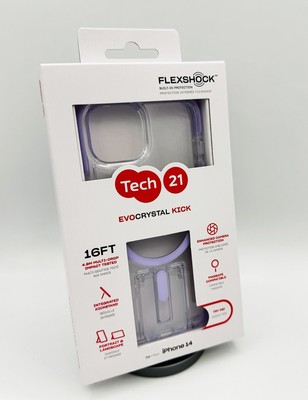 Tech21 iPhone 14 EvoCrystal Kick MagSafe Kickstand Case Flieder/Klar