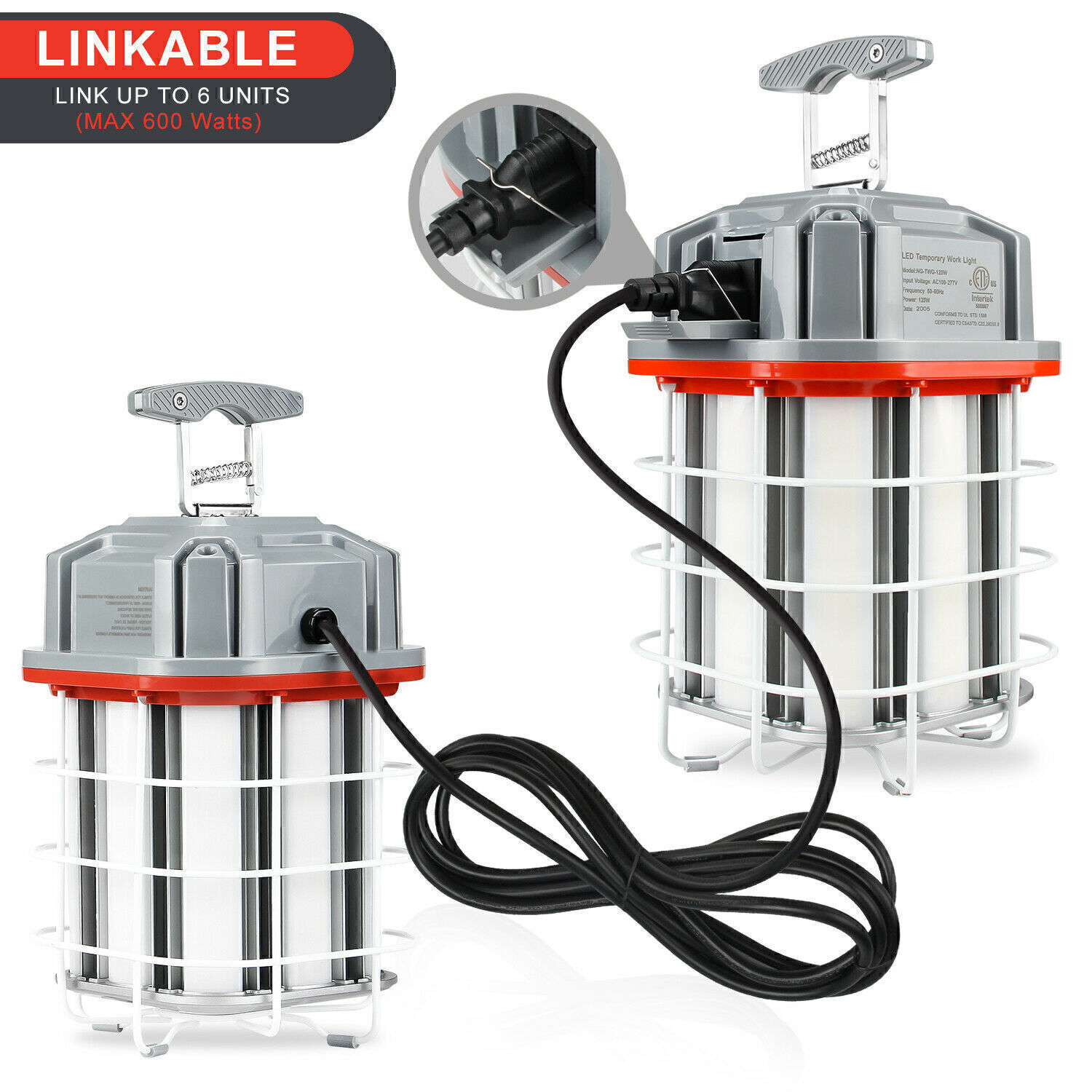 60W LED Temporary Work Light Linkable Construction Jobsite Lighting ...