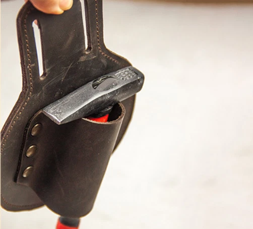 Men waist Bag belt hatchet Hammer axe tool holder case Cow Leather coffee Q8 - Image 4 of 4