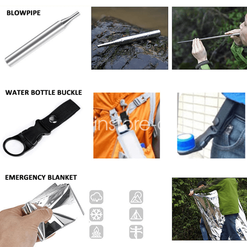 Emergency Survival Equipment Kit Outdoor Sports Tactical Hiking Camping SOS Tool - Picture 8 of 11
