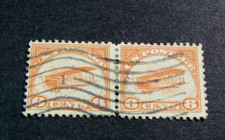 US Air Mail Stamp Scott# C1 Curtiss Jenny 1918 Used Pair H410