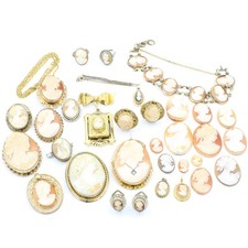 Antique GF MOP Shell Cameos Necklace Earring Pendant Pin Ring Lot of 30 #M1541-2