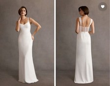 Azazie Violette Diamond White Sheath V-Neck Chiffon Dress Size 4