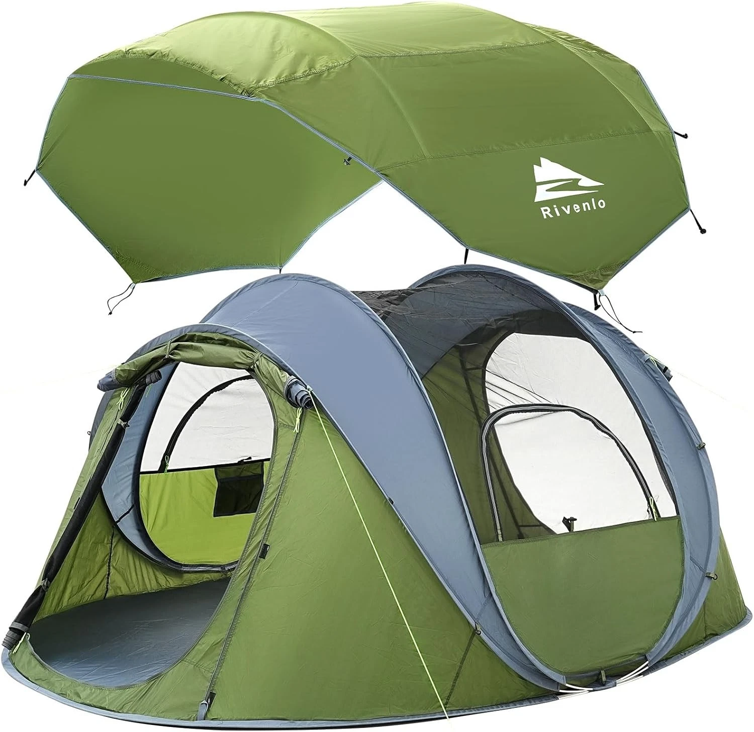 4 Person Easy Pop Up Tent Automatic Setup Waterproof 2 Doors-Instant Family Tent