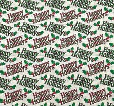 Unbranded Christmas Quilting Fabric - Happy Holidays on Light Gold 3.5 yds 