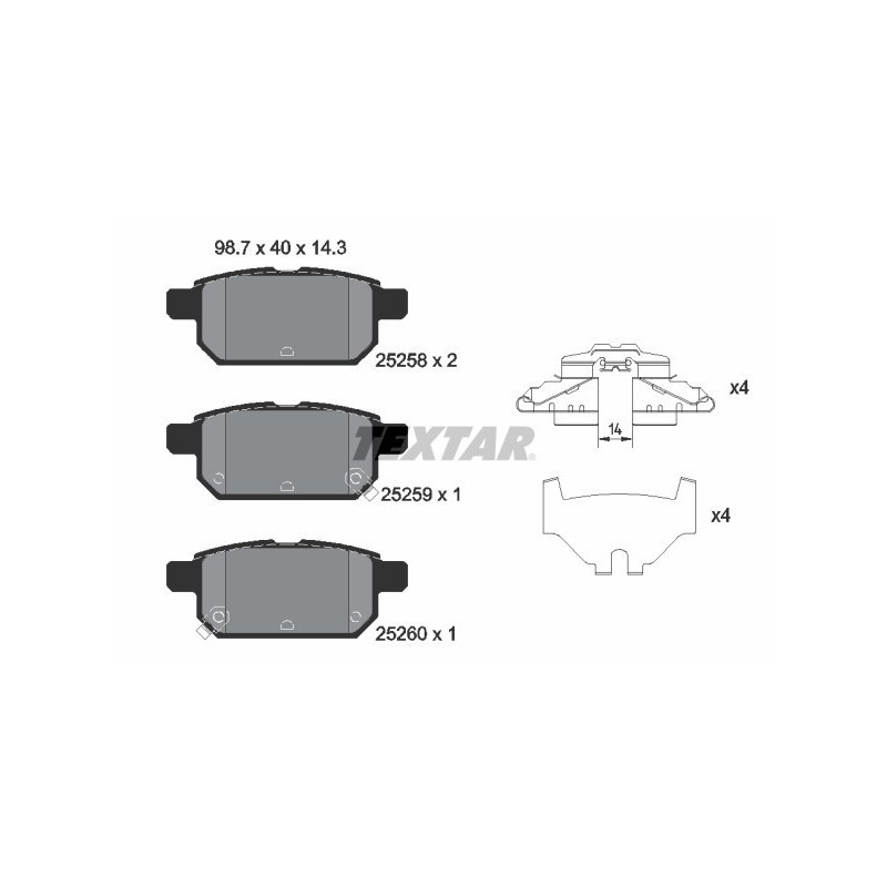 TEXTAR 2525801 Brake Pads Set Rear for Swift Vitara SX4 Baleno