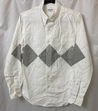Thom Browne Argyle Print Oxford Shirt Men Size 1. Small Slim Fit Button Down USA