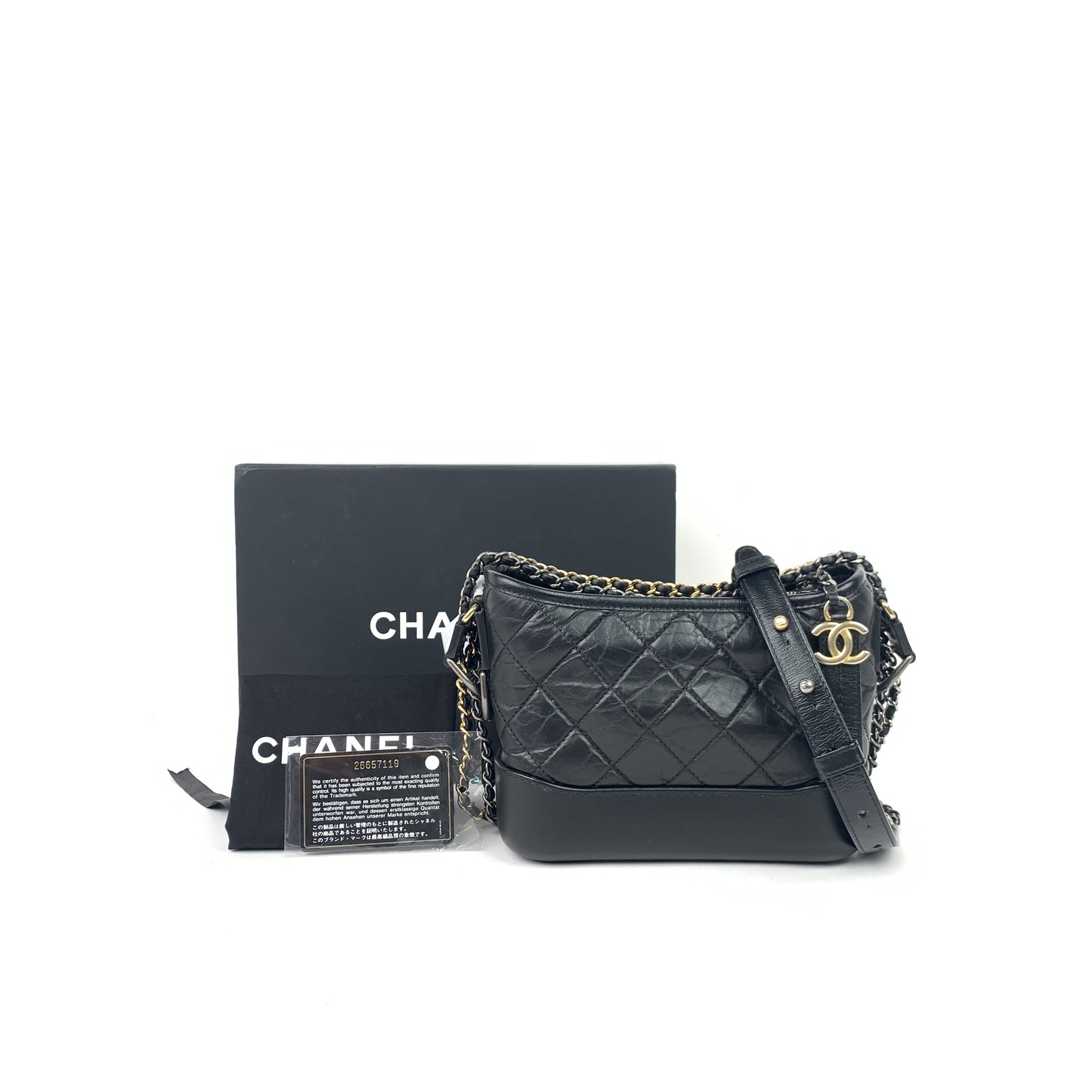 CHANEL GABRIELLE Shoulder Bag Cowhide Black