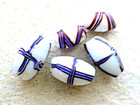 ANTIQUE 5 PCS MILK WHITE  PORCELAIN  GLASS TRADE BEADS  CROSS DESIGN DECOR — photo 8