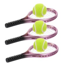 Miniature Tennis Racket and Ball Set 3.54 Inch Dollhouse Sports Accessories f...