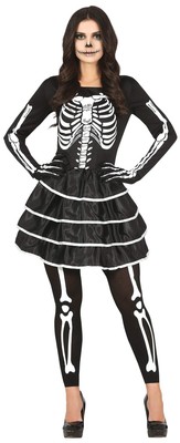 Skelett Tanz Kostüm Halloween Tutu Rock Schwarz-Weiß