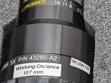 Melles Griot INVARITAR 5X Telecentric Lens 59-LGN-705 43280-A2, 107mm WD, Case