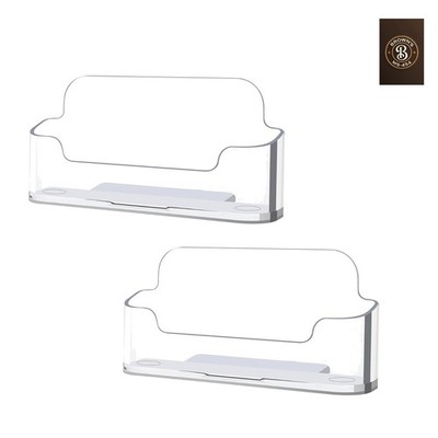 2 Pack Clear Business Card Holder for Desk, Plastic Business Card Display Des...