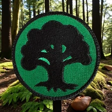 Green Mana Magic the Gathering Embroidery Patch Multi Sizes 3.5" - 5"