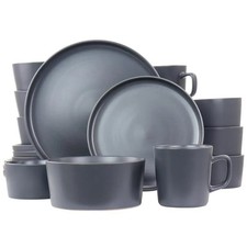 Elama EL-LUXMATTE-DG Luxmatte Dinnerware Set  Dark Grey - 20 Piece