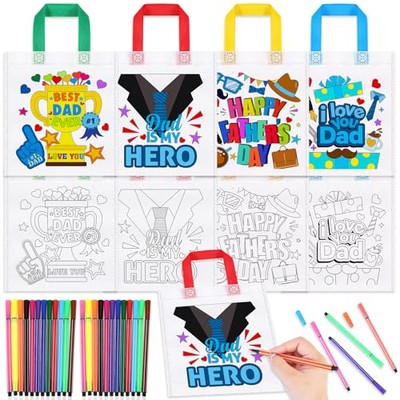  12pcs Father s Day Coloring Goodie Bags with Paint Pens for Kids, I Love You 