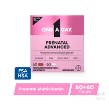One A Day Advanced Prenatal Multivitamin w/ Choline 60+60 Ct  (EXP NOV 30 2025)