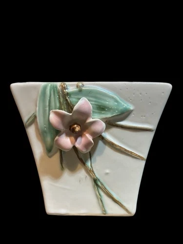 McCoy 1940's Pottery Blossom Time 4” Tall Planter USA Vintage VTG