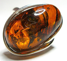 Baltic Amber Statement Ring Cognac Adjustable Handnade Jewelry 6 grams Gift Her