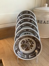 Vintage Wood & Sons Burslem Dorset Brown Set Of 6 Cereal Bowls. Good Condition. 