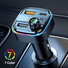 Bluetooth Car FM Transmitter Dual USB PD Fast Charge Hands-Free Calls MP3 Audios
