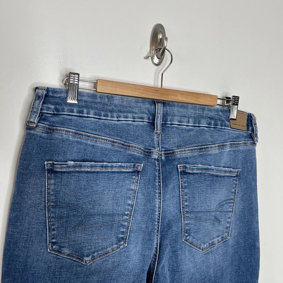Pantalones de mezclilla ajustados de tiro alto American Eagle con curvas para mujer talla 16 largos elásticos Foto 4 de 4
