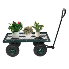 Garden Carts Yard Dump Wagon Wheel Cart Hand Tools Cart Outdoor Heavy Duty