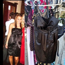 Max & Cleo Strapless Classic Little Black Dress with Bow Detail