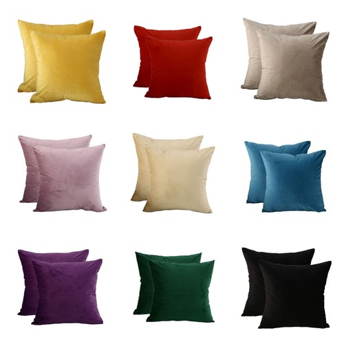 2 PCS Solid Velvet Cushion Cover Soft Throw Pillow Case Home Sofa Car Bed Decor - Photo 1/35