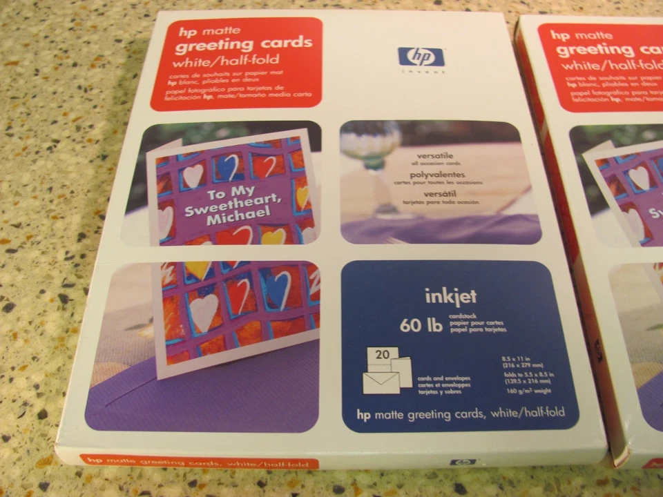 Lot of 2 - HP Greeting Card Stock Matte 60 lb, 20 with envelopes unopened - Image 3 of 4