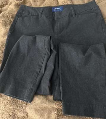 Old Navy women Gray Solid Mid-Rise Cotton Blend Pants, Regular