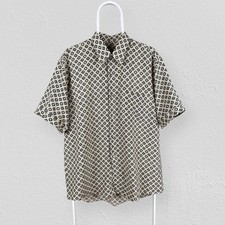 Vintage Orchid Fashion Thai Silk Patterned Shirt Short Sleeve Mens Large